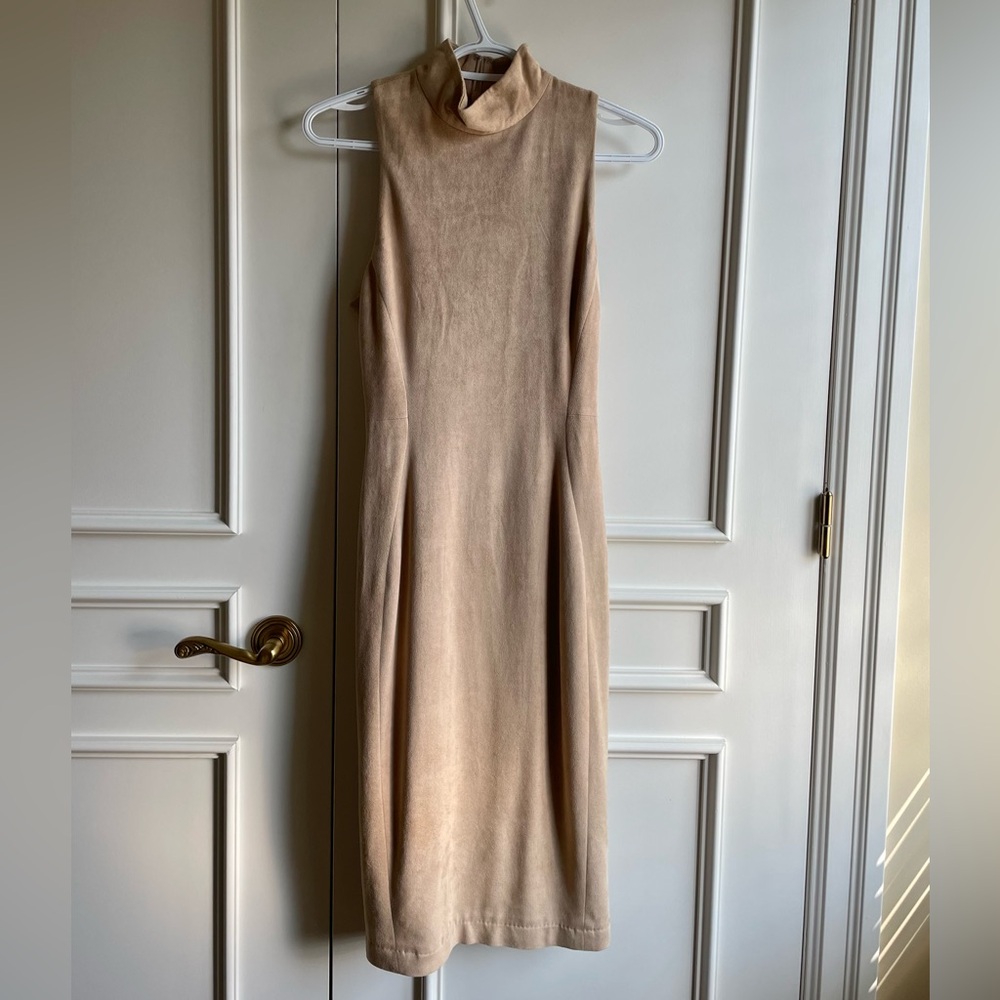 Suede Effect Midi Dress